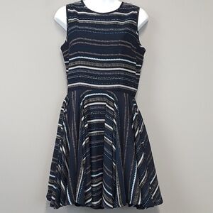 MAISON Jules Navy Pink Stripe Midi Dress Size M